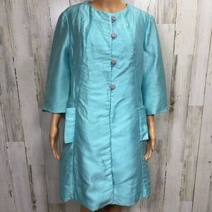 Elegant Vintage 50’s? Turquoise Coat with‎ Button Details
